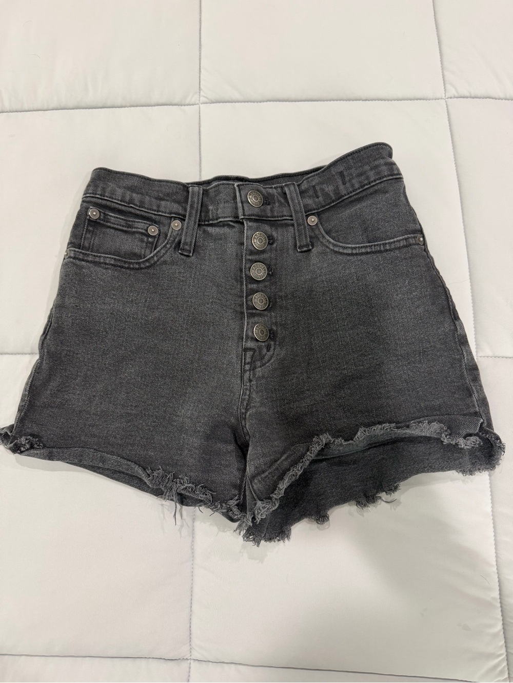 Madewell High-Rise Button-Fly Charcoal Denim Shorts Size 25